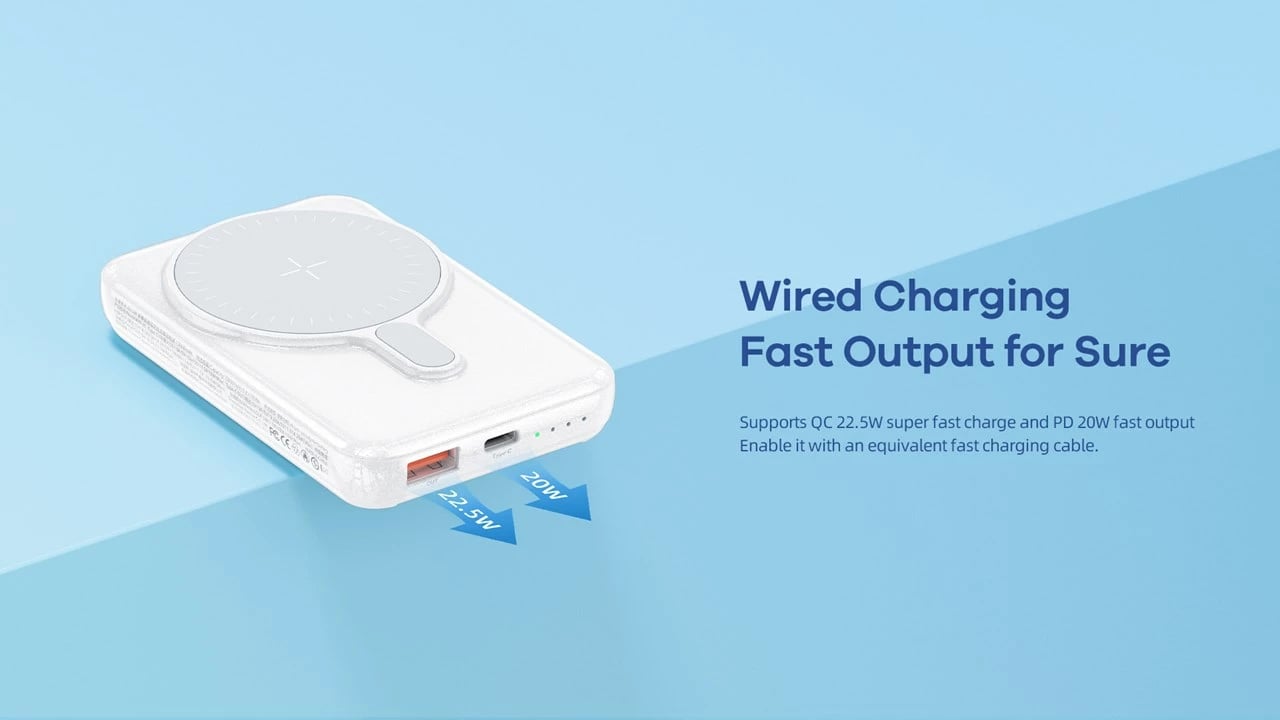 Power Bank Magnetik Remax RPP-85 22.5W, 10000 mAh, e bardhë