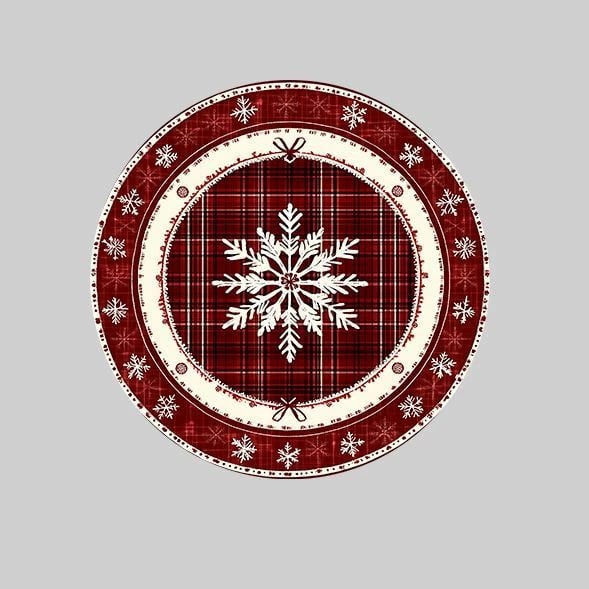 Qilim i rrumbullakët, tematikë Krishtlindjesh, shumëngjyrësh, 80x80cm, Crp-Yrlk26-15