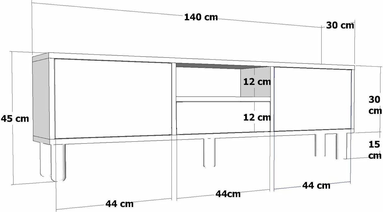 Komodë TV Skye Decor, 1310-DROP-1, e bardhë, e zezë
