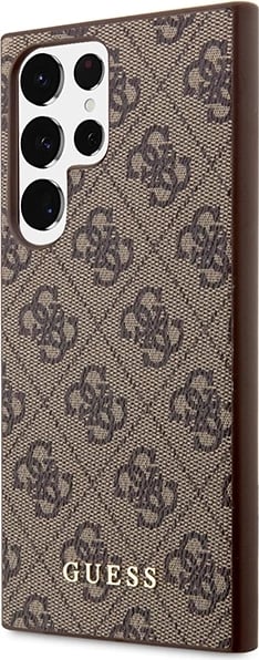Mbështjellës Guess 4G Metal Gold Logo për Samsung Galaxy S23 Ultra, Kafe