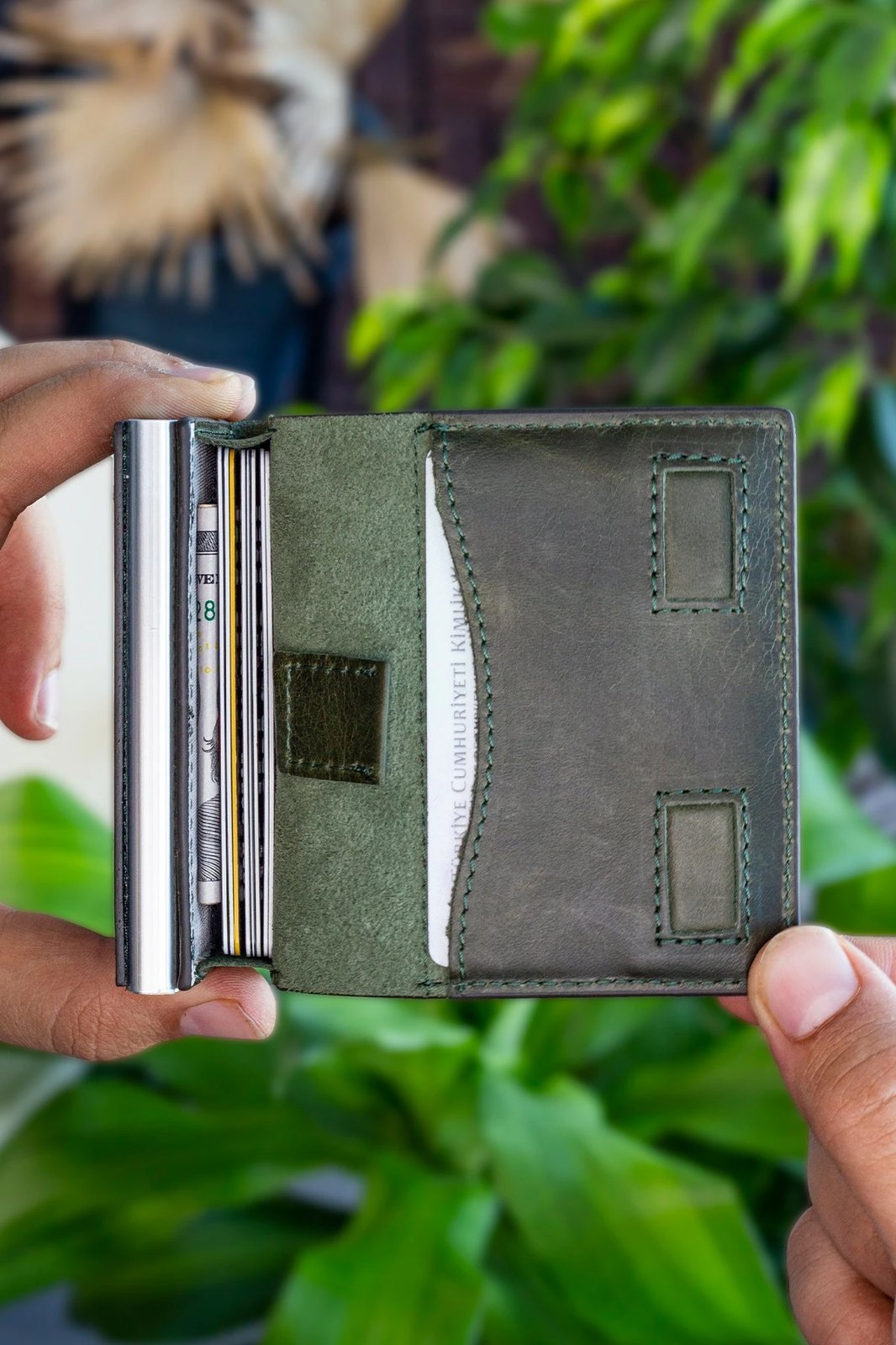 Mbajtës kartelash Zoozie Bags, ngjyrë e gjelbër, Smokey