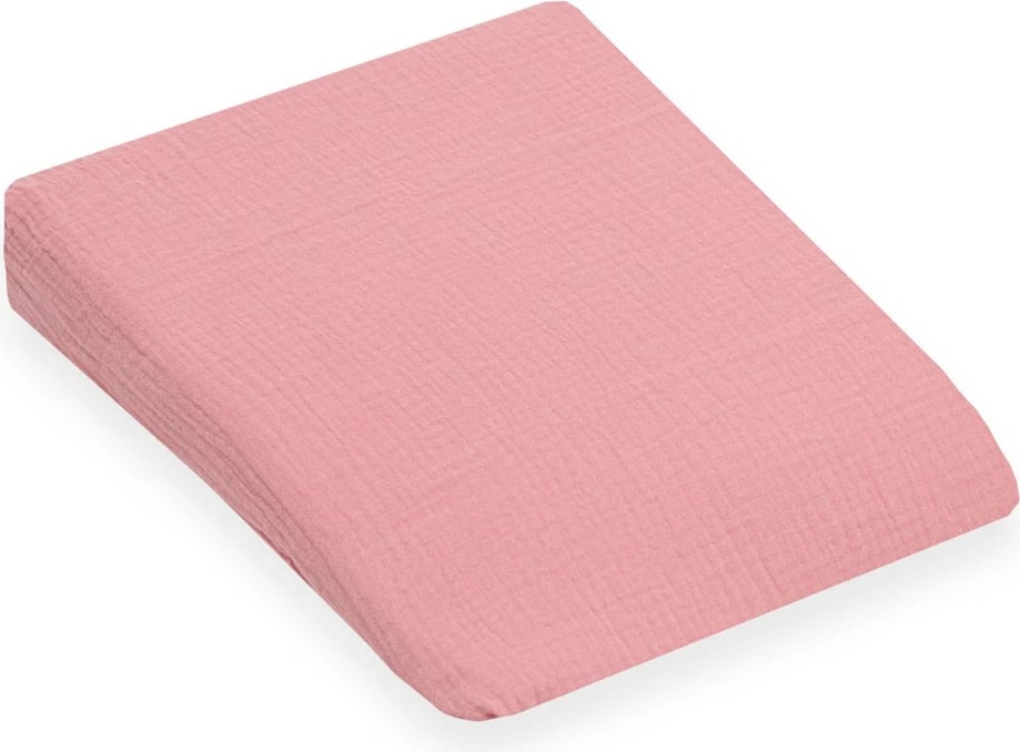 Mbulesë jastëku për jastëk të pjerrët, New Baby BASIC, 30x37 cm, 100% pambuk muslinë, rozë