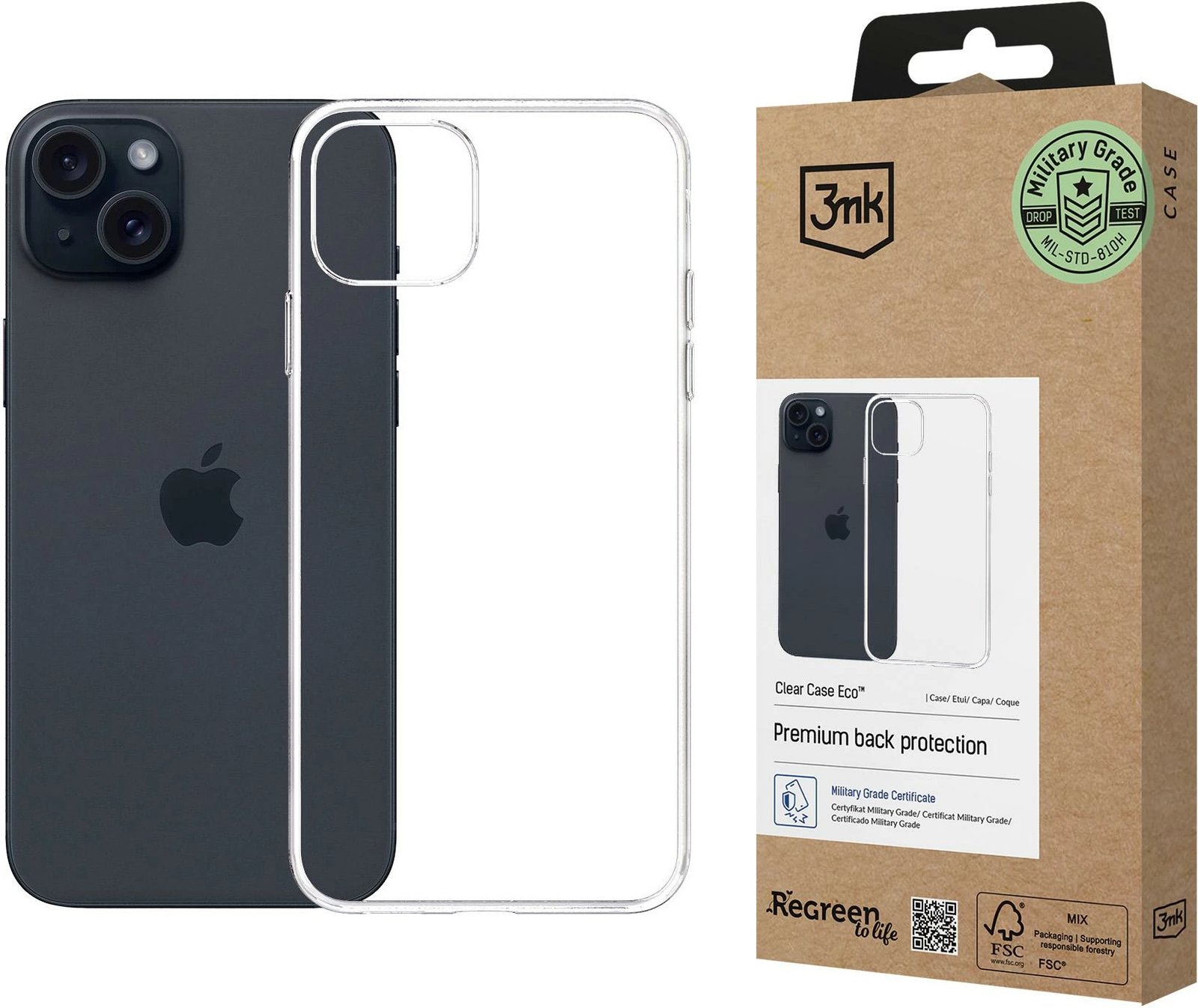 Mbështjellës 3mk Clear Case Eco për iPhone 14 Plus, Transparent