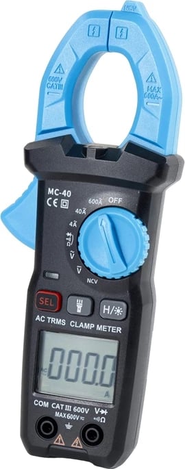 Matës rryme me klema, FNIRSI MC-40, True RMS 600A, auto-range, 4000 numërime, NCV, zi/kaltër