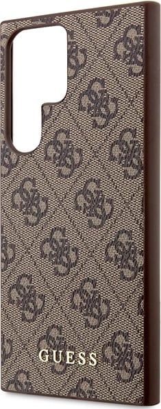 Mbështjellës Guess 4G Metal Gold Logo për Samsung Galaxy S23 Ultra, Kafe