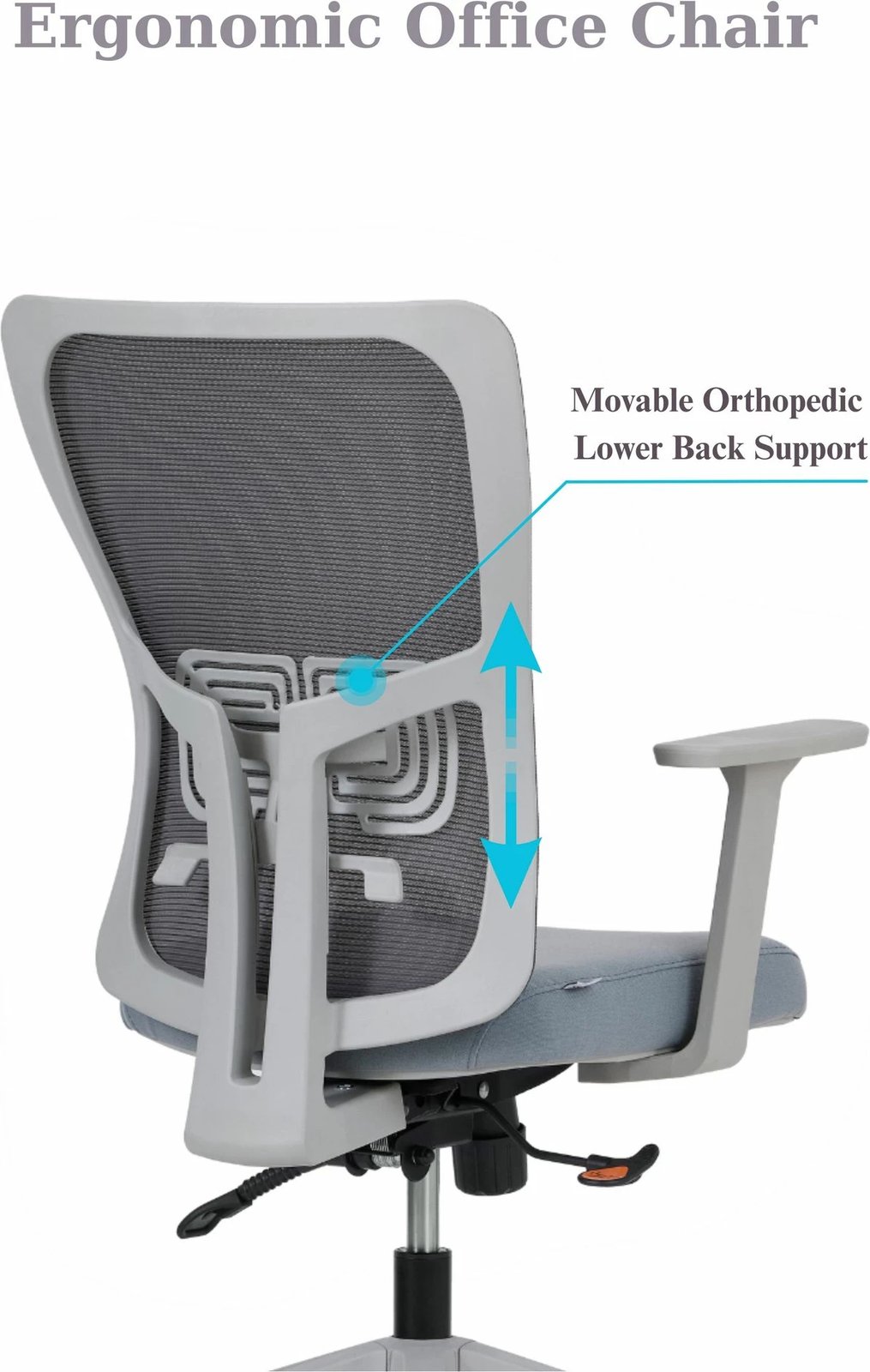 Karrige zyre Skye Decor, mbështetje mesit, 108 cm, ngjyrë gri
