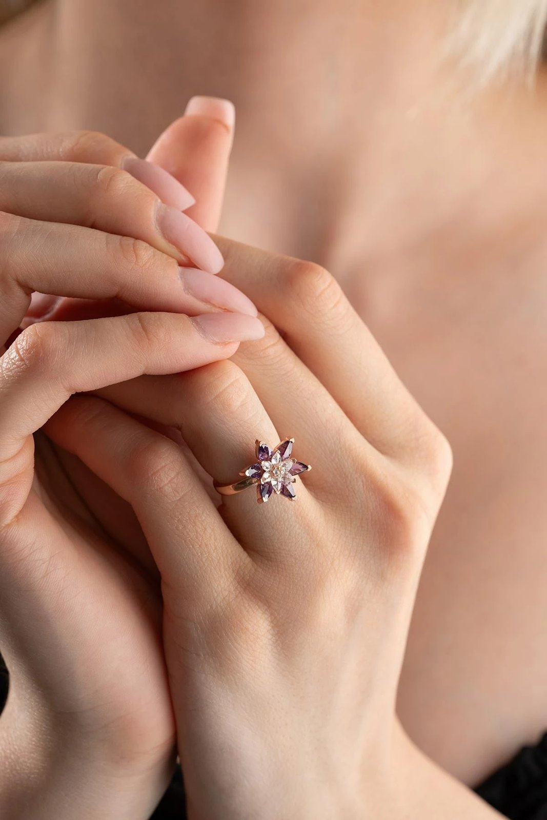 Unazë argjendi Jumeon, ngjyrë ari, e purpurt dhe e bardhë, NRZ999203