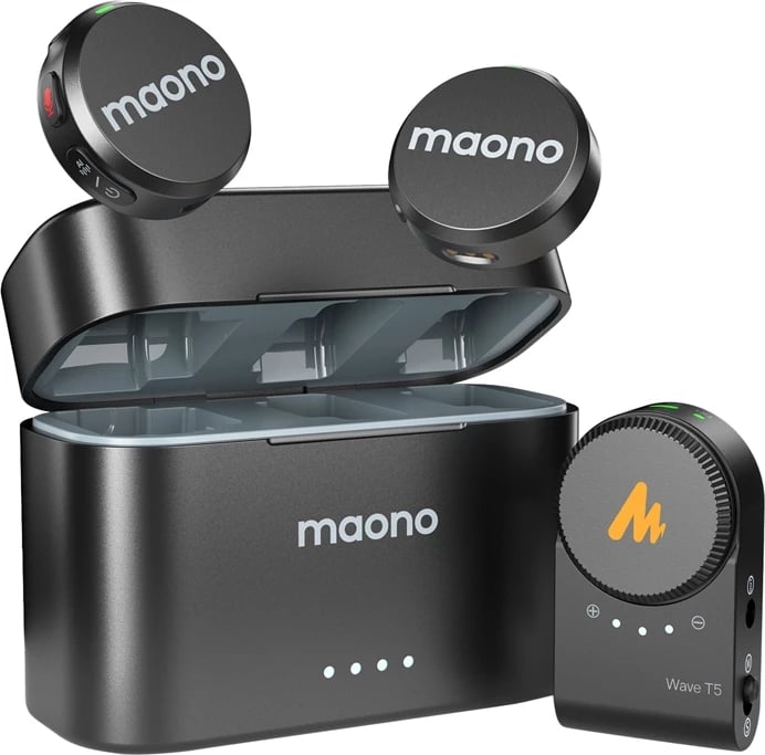 Mikrofon pa tela Maono WM650 A2, sistem me 2 transmetues, për kamera dhe telefon, i zi Mikrofon pa tela Maono WM650 A2, sistem me 2 transmetues, për kamera dhe telefon, i zi