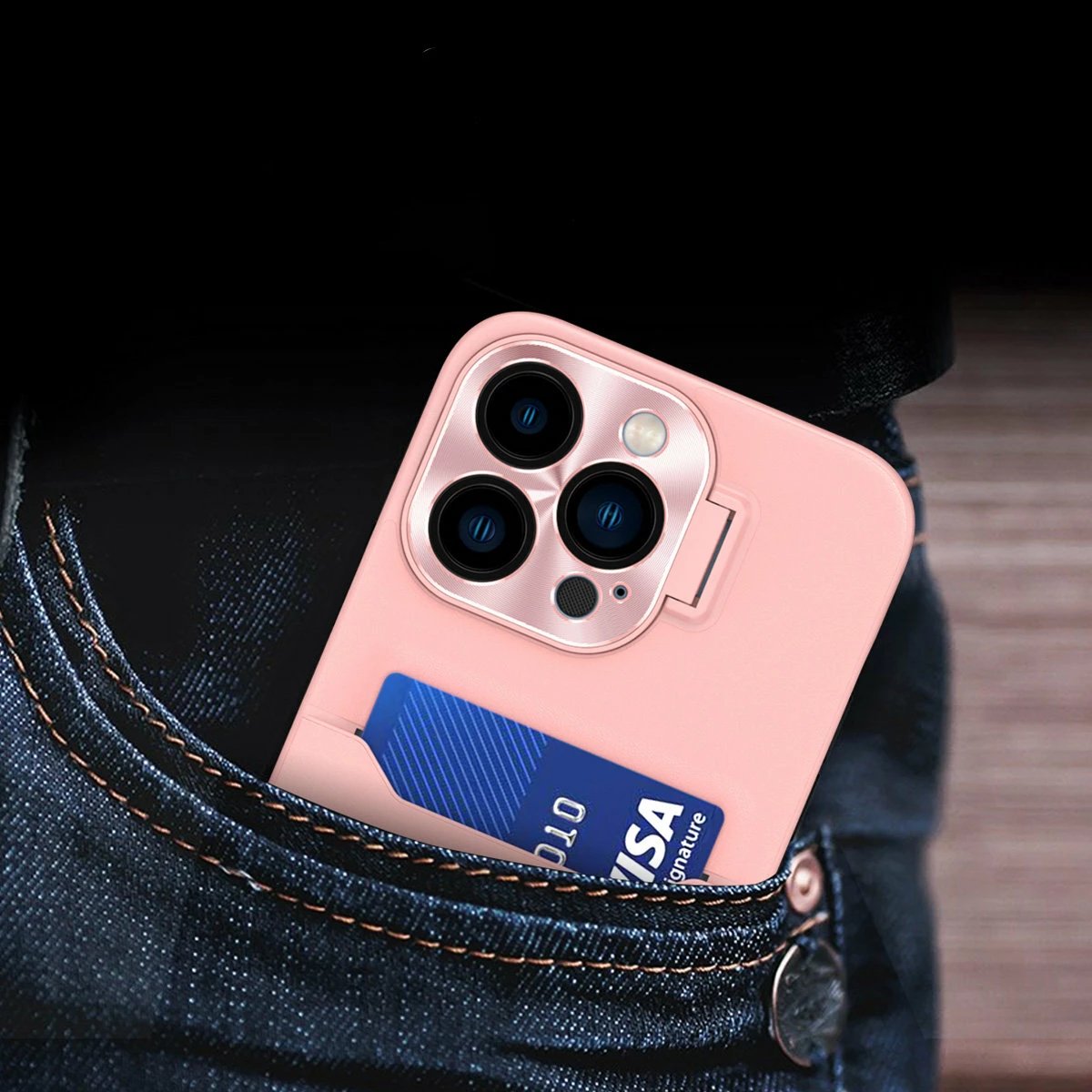 Mbështjellës Hurtel Leather Stand Case për Samsung Galaxy S23 Ultra, me xhep për kartela, me stand, Rozë