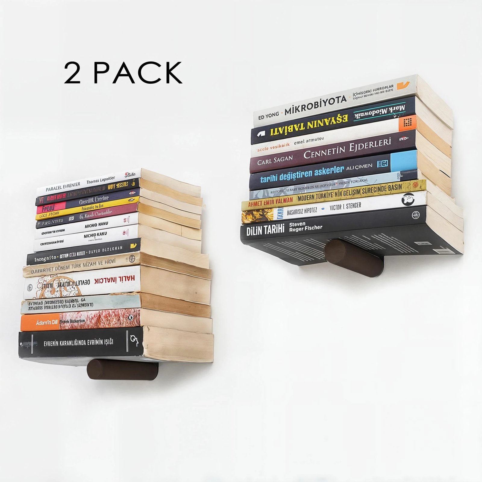 Raft dekorativ metalik për mur, ngjyrë kafe dhe e zezë, Hanah Home, Wr042, 2 copë