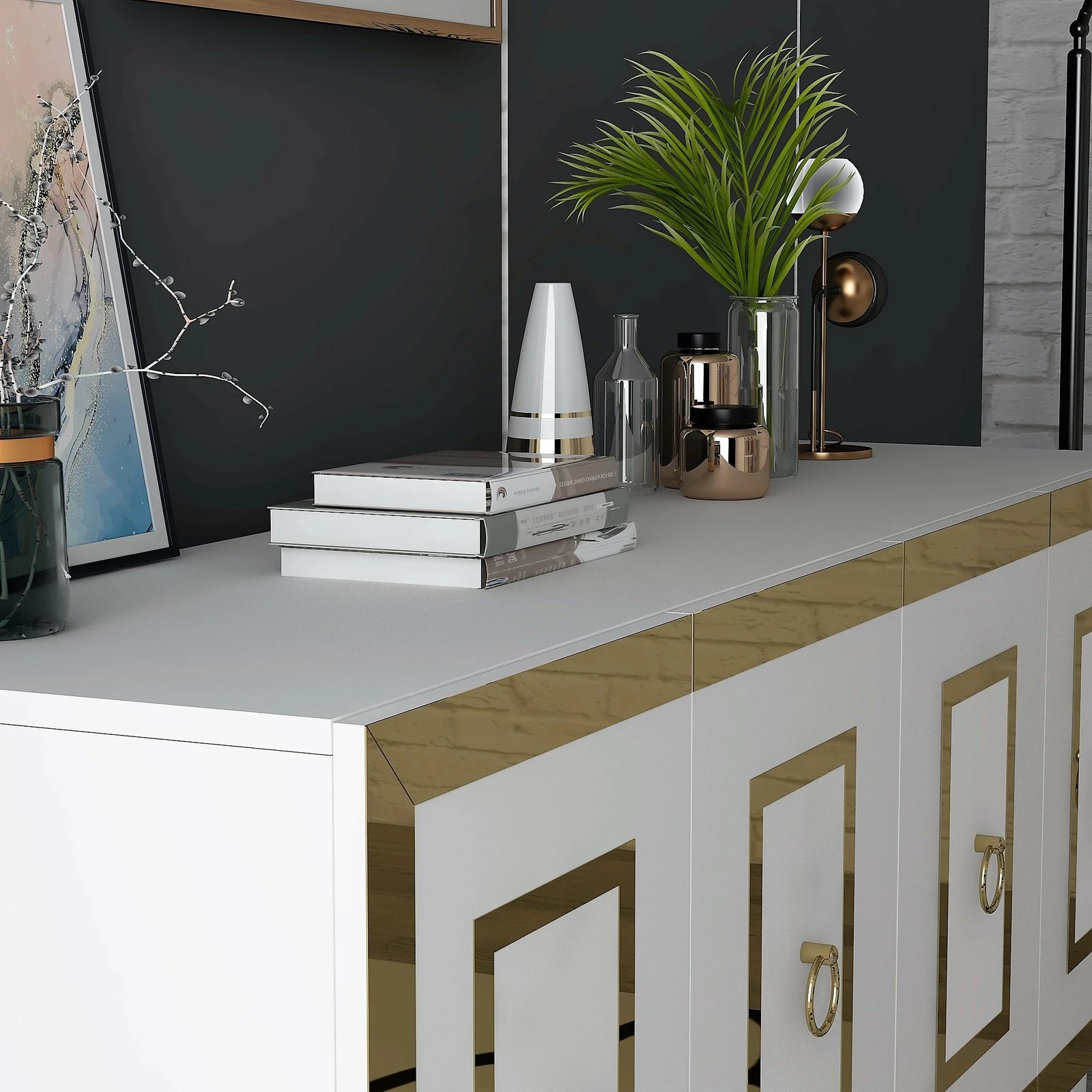 Konsolë Hanah Home, Karya, e bardhë dhe ari