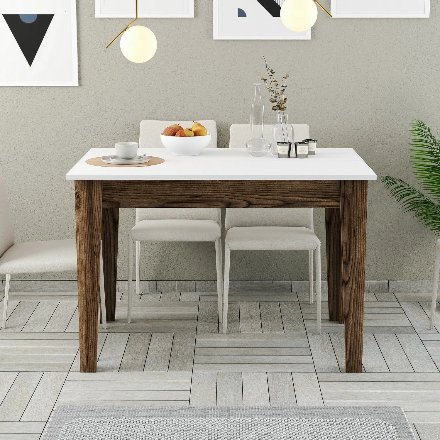 Tavolinë kuzhine Hanah Home, Kiev 505, ngjyrë arre dhe e bardhë