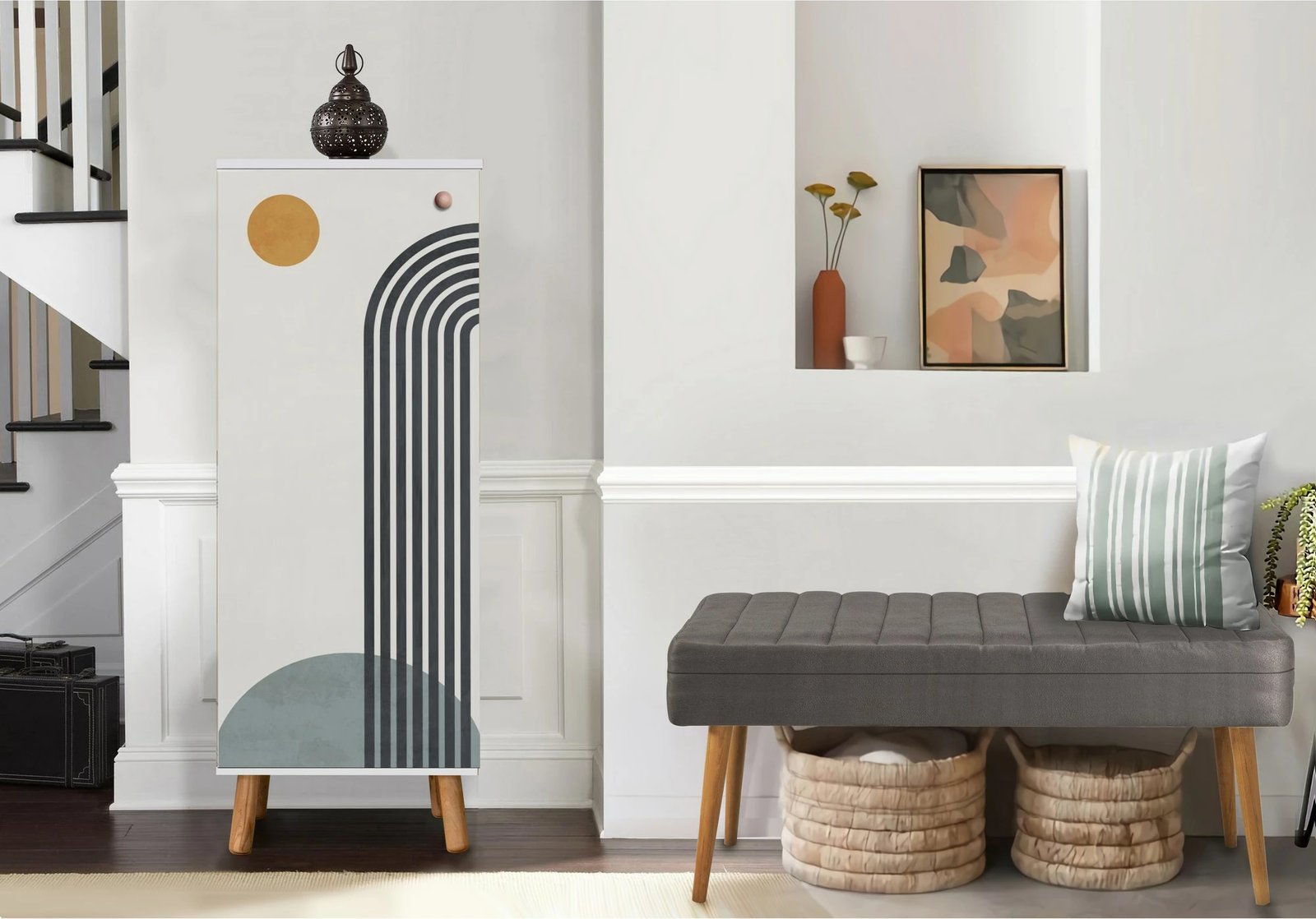 Set mobiljesh për korridor, Skye Decor, ngjyrë e bardhë dhe gri, 947-1501