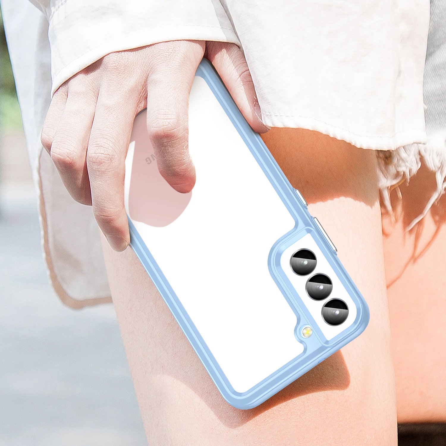 Mbështjellës Hurtel Outer Space Case për Samsung Galaxy S23+, kornizë xhel, kaltër