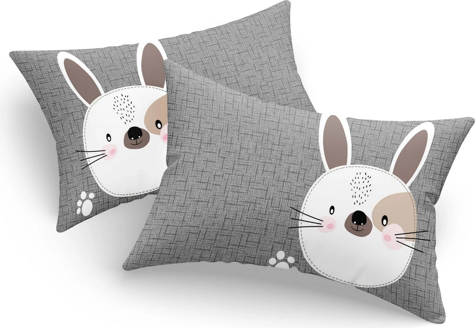 Set jastëkësh (2 copë), L'essentiel, Tavşancık, ngjyrë kafe e çelët, gri, rozë