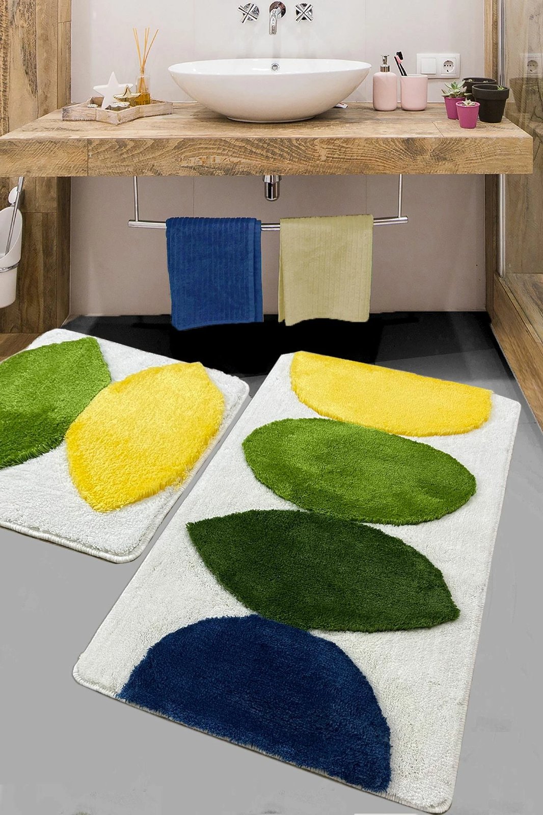 Set tapetë banjoje akrilik, 2 copë, Mijölnir Orela, shumëngjyrësh