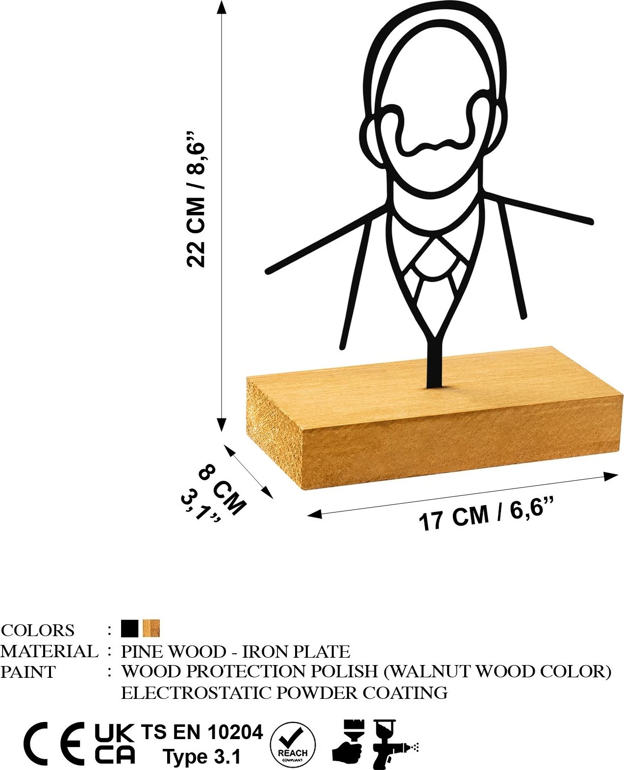 Objekt dekorativ Aberto Design, Dali, ngjyrë druri dhe e zezë