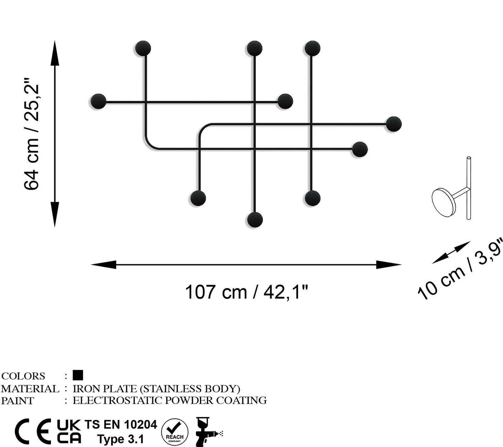 Varëse muri metalike Wallity, Samara, ngjyrë e zezë