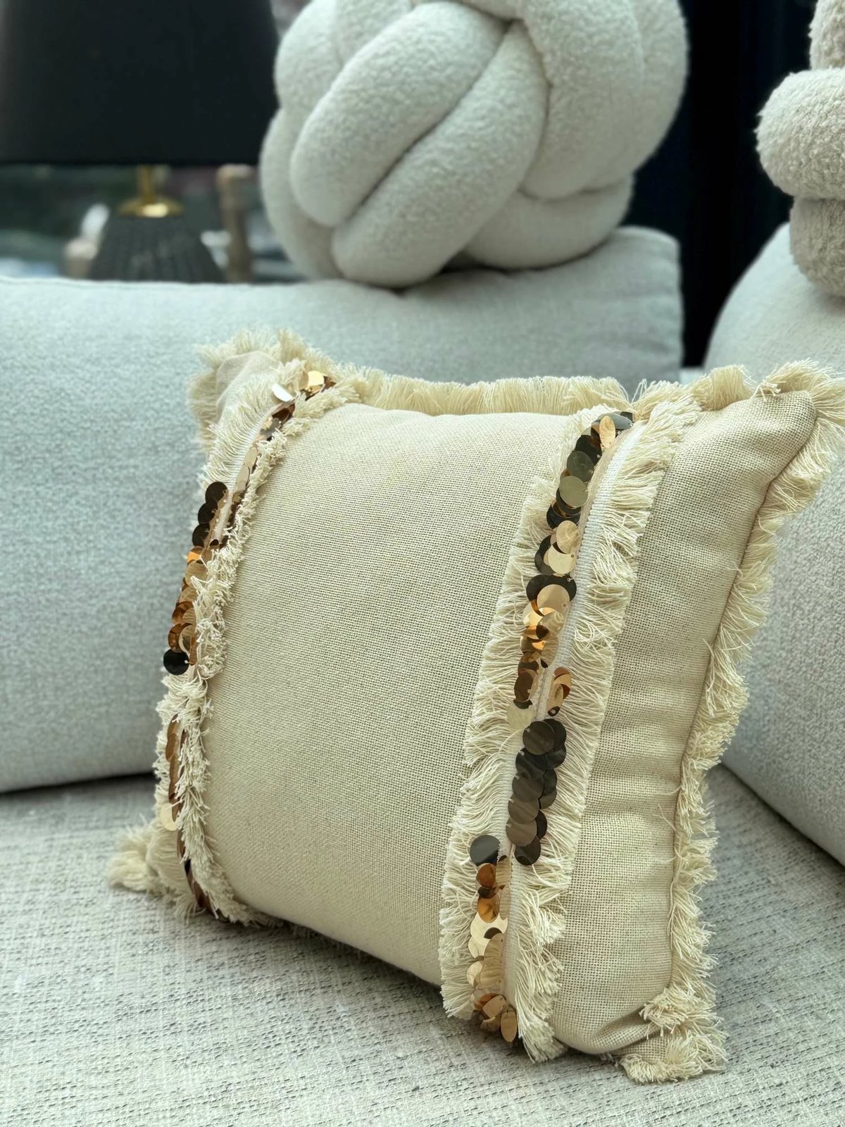 Jastëk dekorativ, mbulesë, bezhë, Evila Originals, KET008, 43x43cm