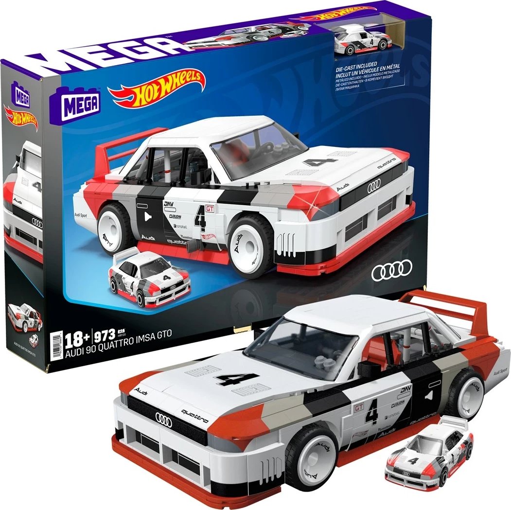 Set ndërtimi MEGA Hot Wheels Audi 90 Quattro IMSA GTO, Multingjyrësh
