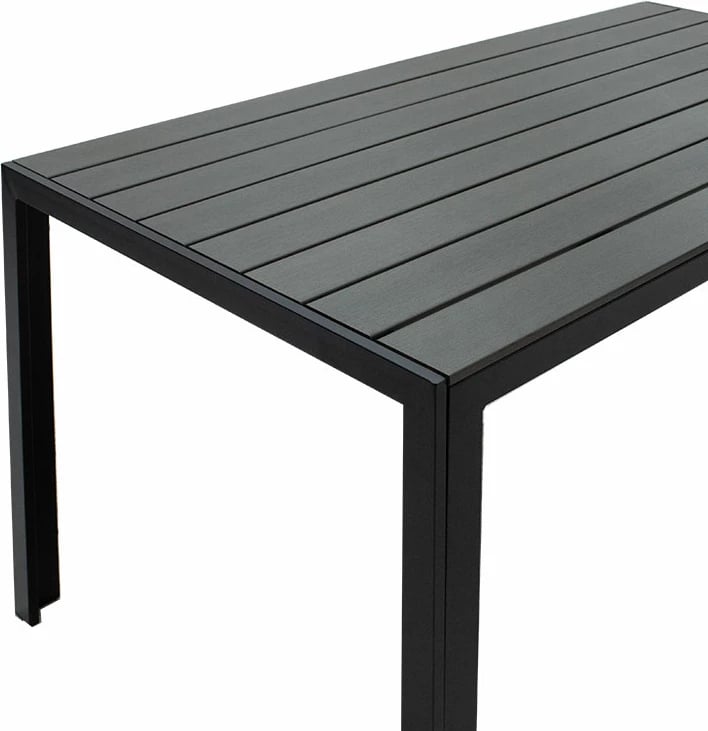 Tavolinë Nares, alumin i zi, sipërfaqe kompensatë antracit, 140x80x72.5cm