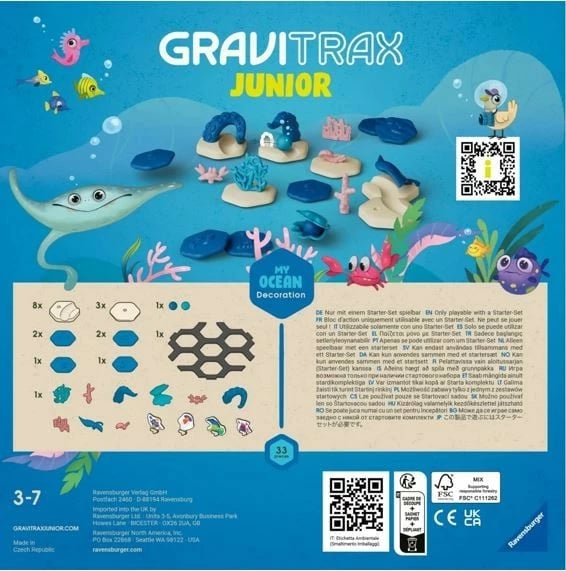 Set ndërtimi GraviTrax Junior Additional Ocean, Ravensburger, 33 pjesë, plastikë