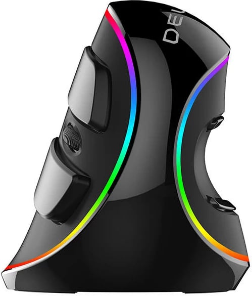 Maus vertikal Delux M618Plus, me kabllo, RGB, i zi/blu