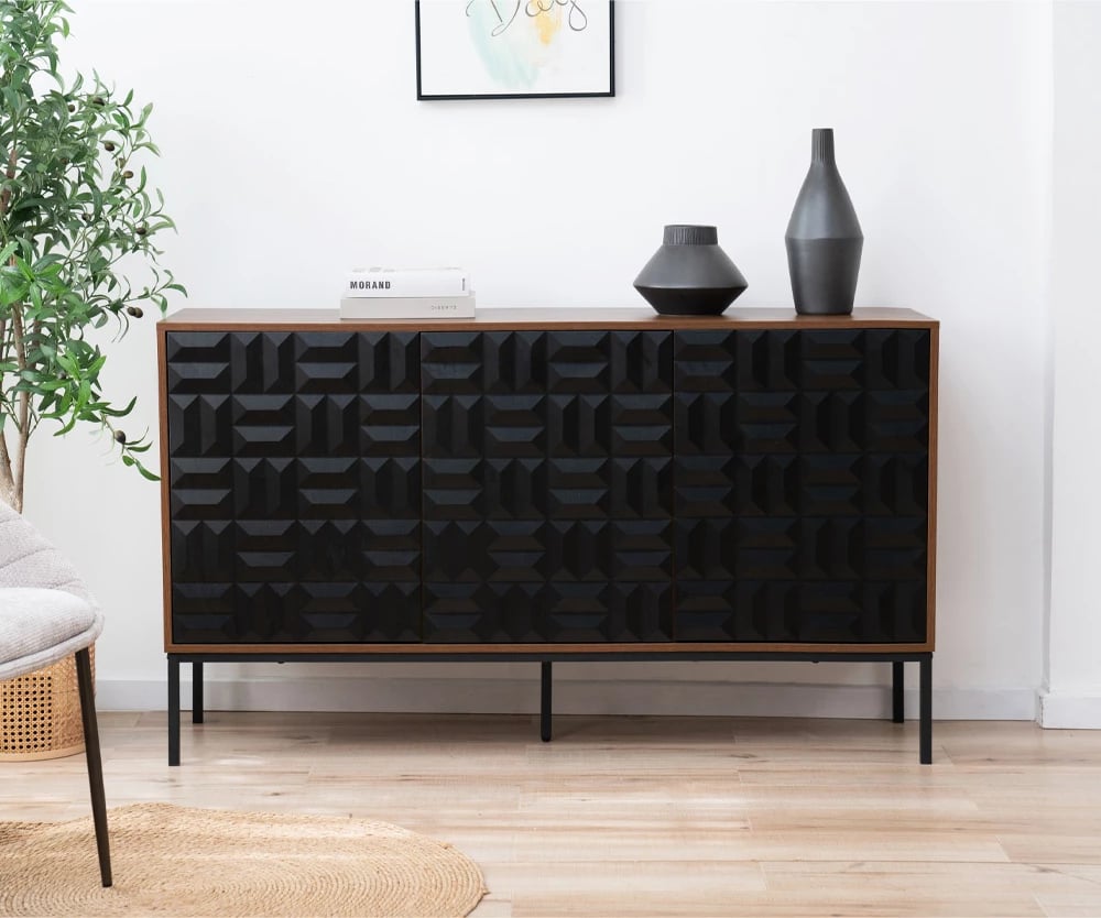 Bufe anësor Zuma, ngjyrë arre e zezë, 148x40x85.5