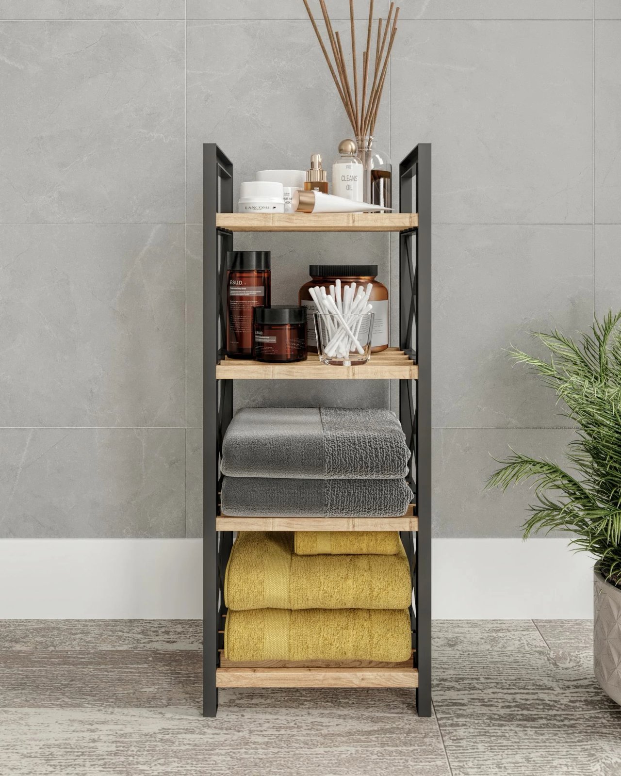 Raft multifunksional Skye Decor, Mini Flower 4, ngjyrë e zezë