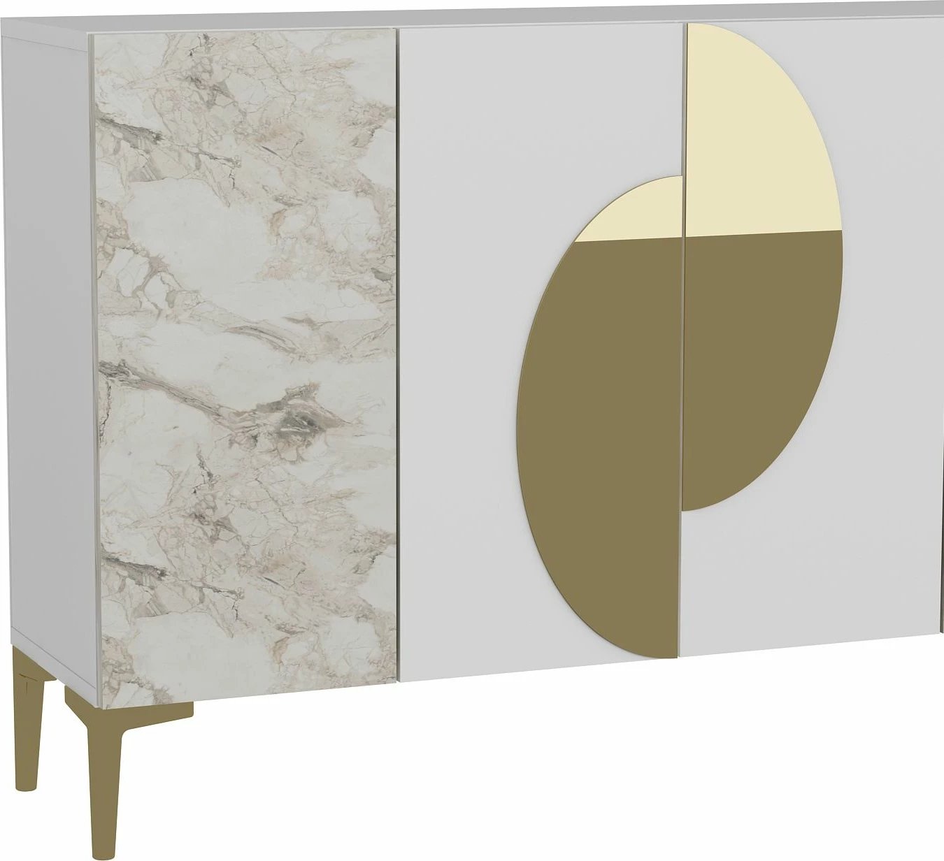 Konsolë Skye Decor, Afra KM120, e bardhë, mermer Ephesus, ari