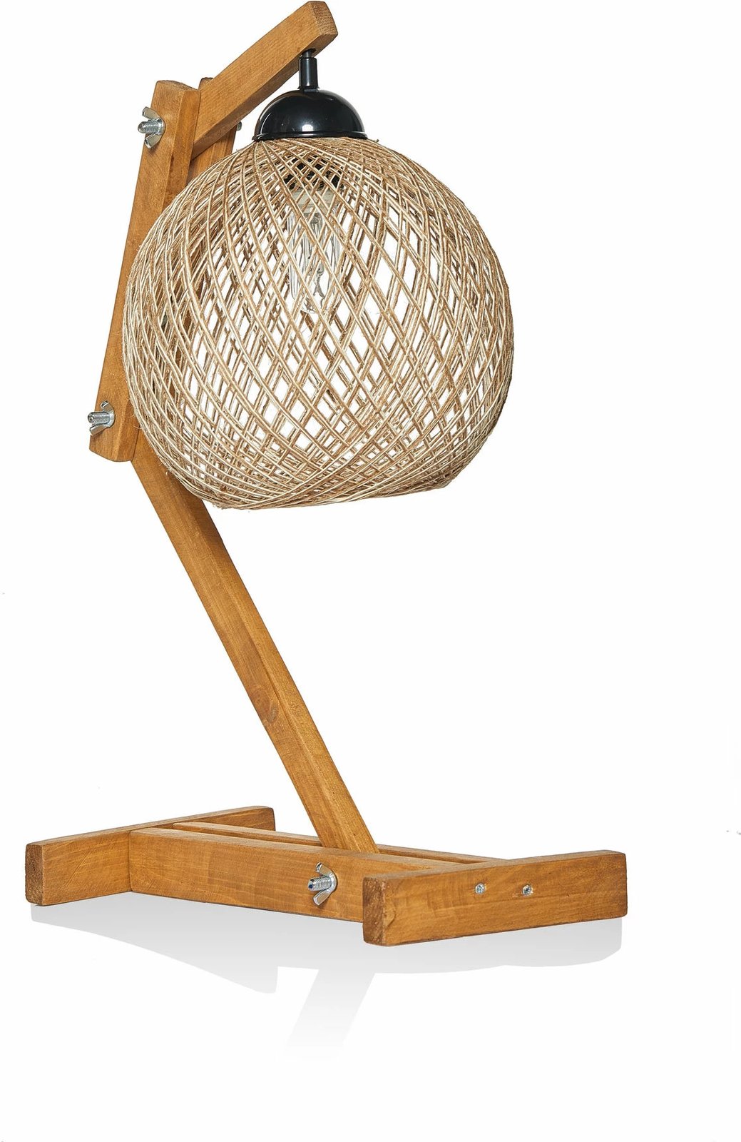 Llambë tavoline Opviq, Beehive, dru pishe, jute, ecru/kafe