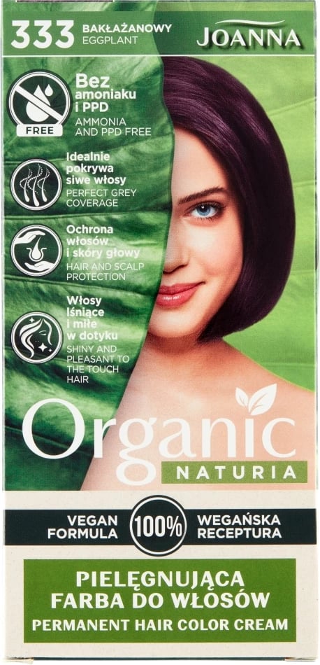 Ngjyrë për flokë për femra Joanna Naturia Organic 333 Bakëllxhan