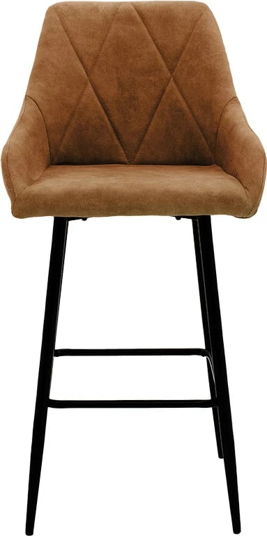 Karrige për bar Empower, metal i zi, material stof ngjyrë kafe antike