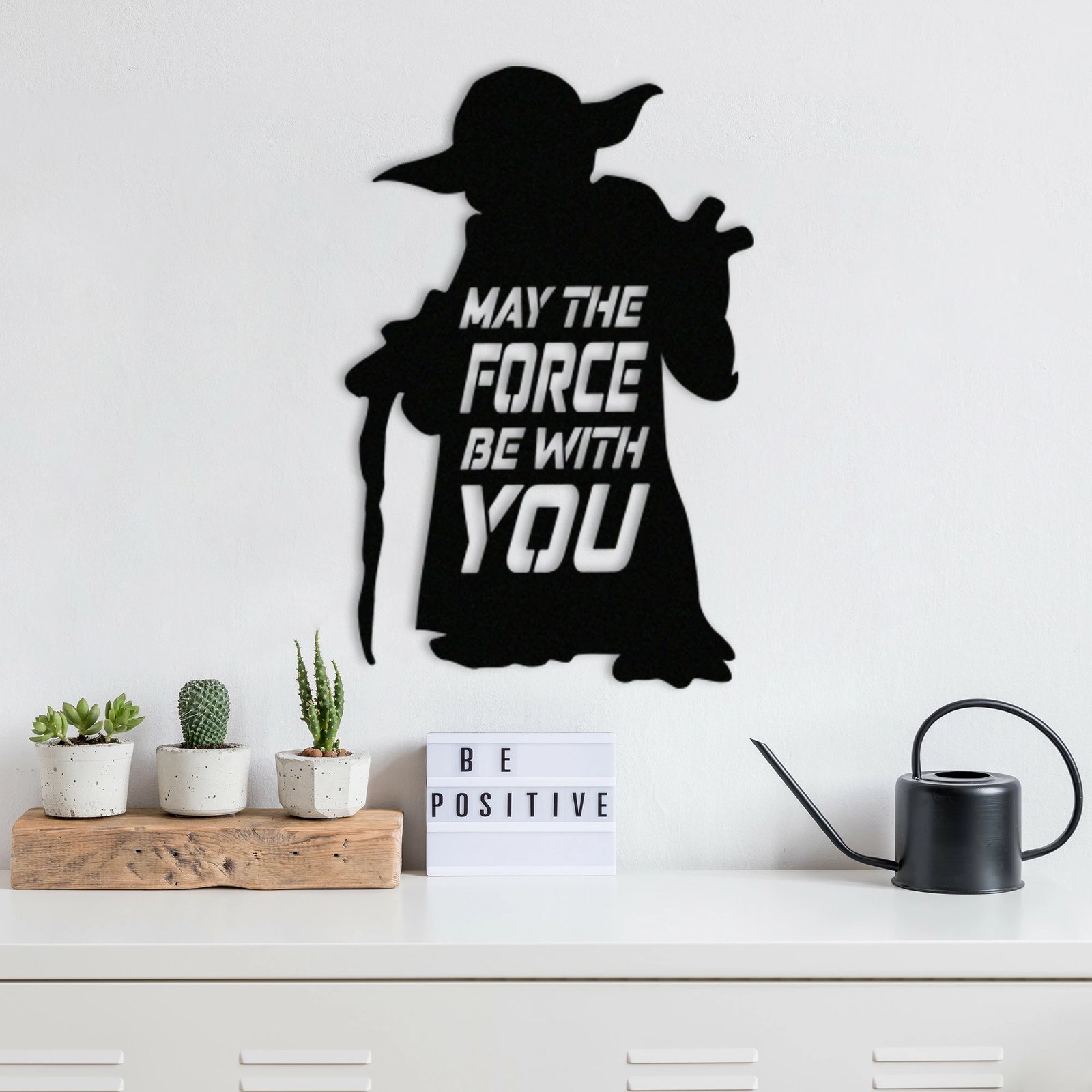 Aksesor dekorativ metalik për mur, Wallity, May The Force Be With You, ngjyrë e zezë, 33x50cm