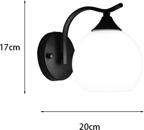 Llambë muri Belinest, metal dhe xham, ngjyrë e zezë-natyrale, 20x14x17cm