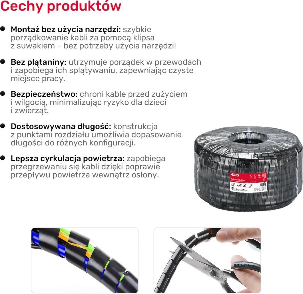 Organizer kabllash spiral Unitek, 5 metra, 22 mm, i zi