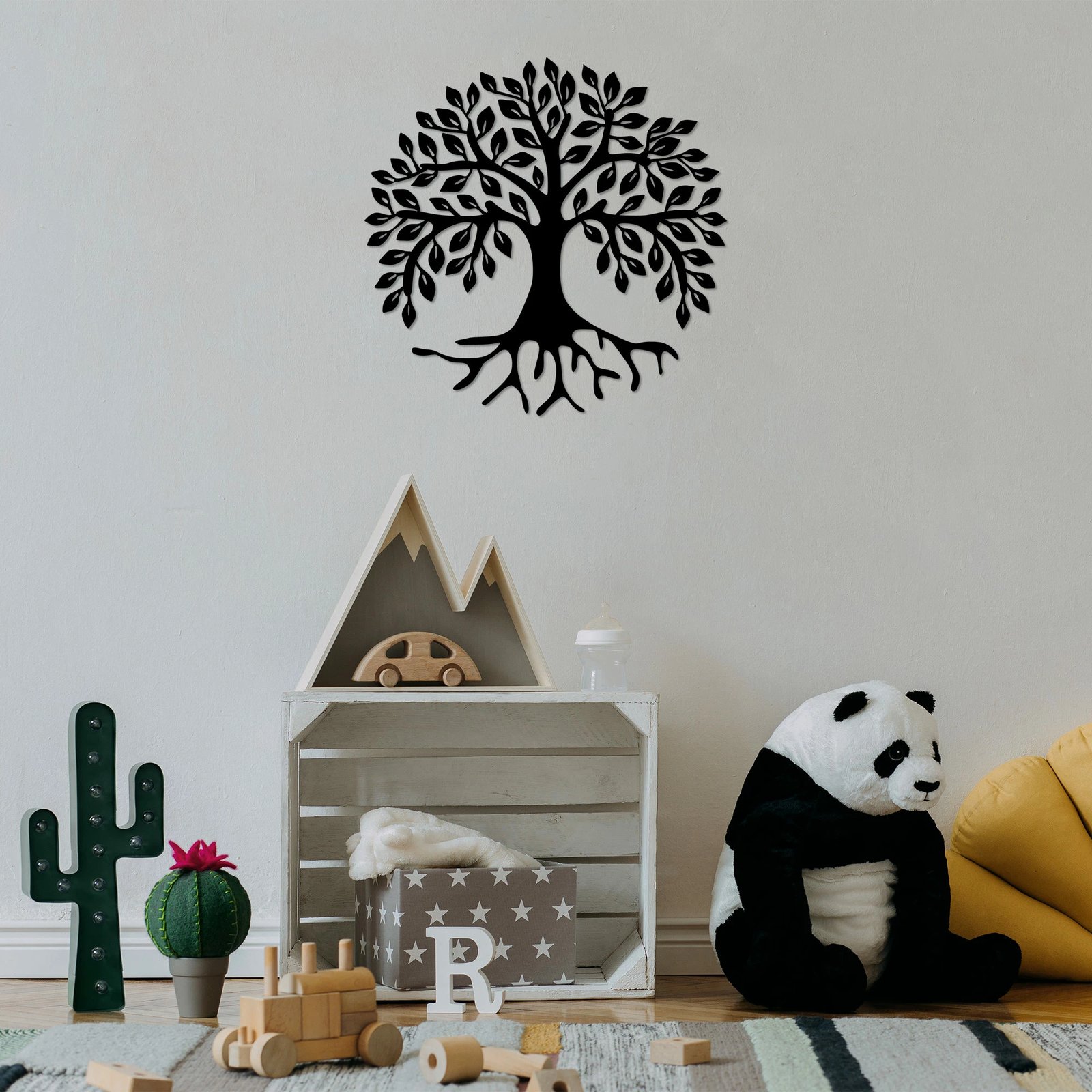 Aksesor dekorativ për mur, metalik, Monumental Tree 10, ngjyrë e zezë, 50x50cm