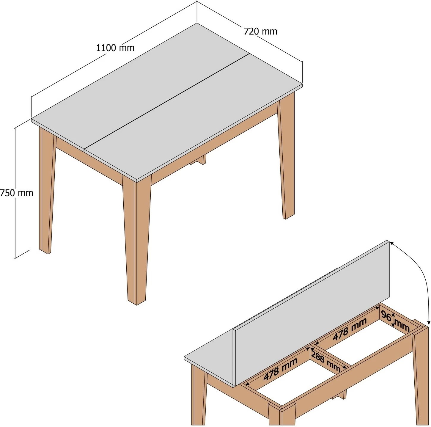 Tavolinë kuzhine Hanah Home, Kiev 511, ngjyrë arre dhe e bardhë