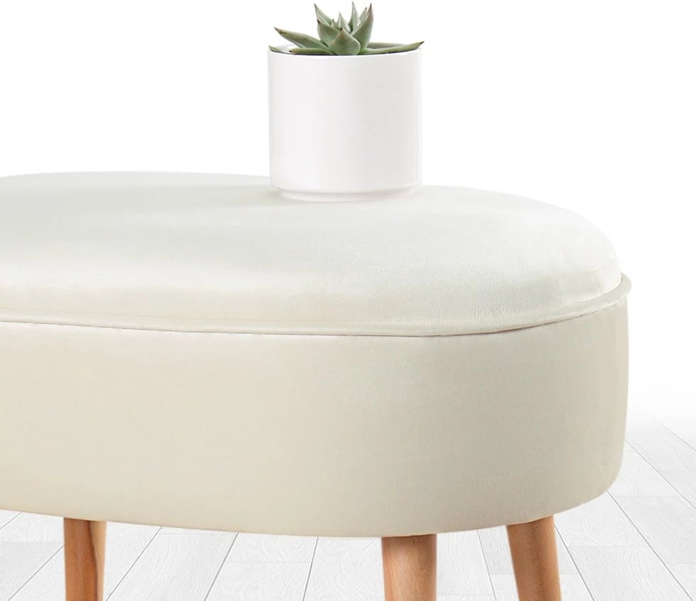 Puf Atelier del Sofa, kadife, ngjyrë krem