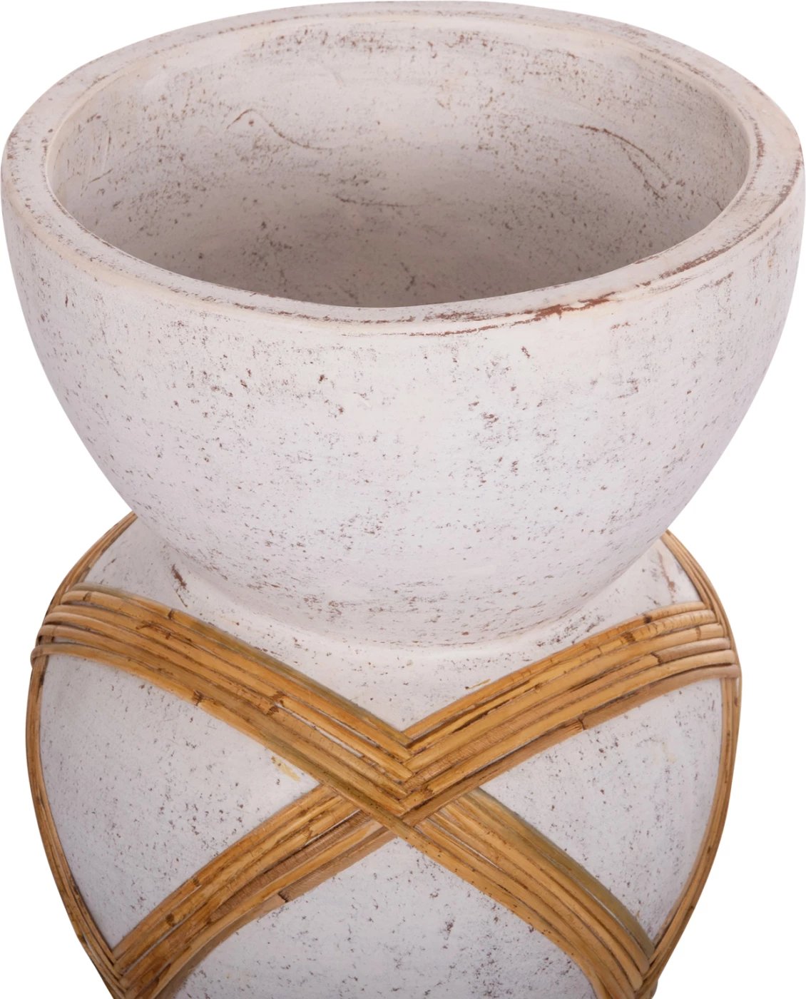 Vazo dekorative për dysheme MAYNARD, fibër-cement, e bardhë, ratan, FH4672.02L, 32x62.5cm