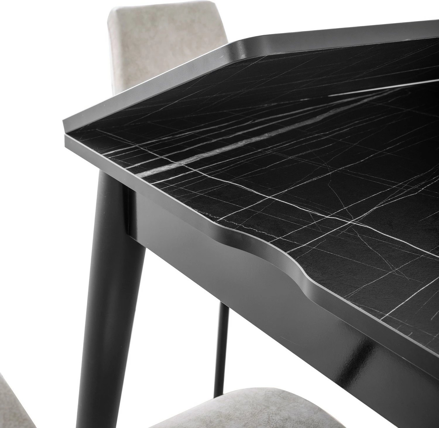 Tavolinë ngrënieje e zgjatshme, ngjyrë mermeri të zi, Skye Decor, Totem - 3041