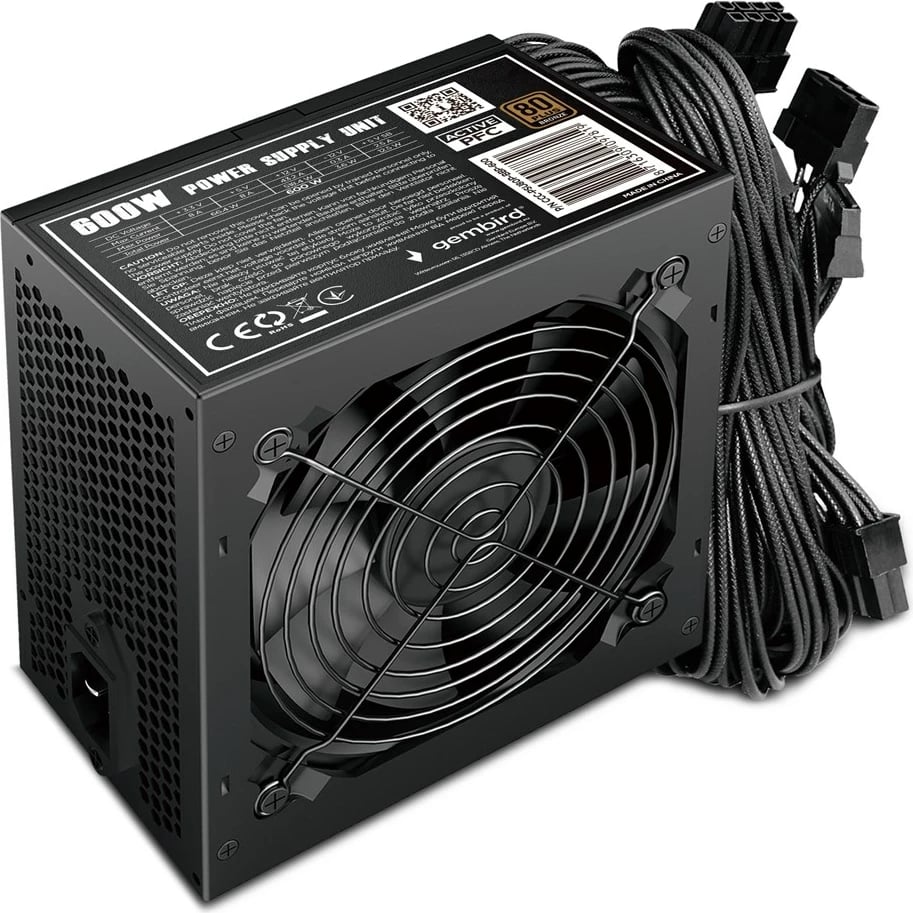 Kasë furnizimi Gembird CCC-PSU80P-BBP-600, 600 W, 80 PLUS Bronze, e zezë