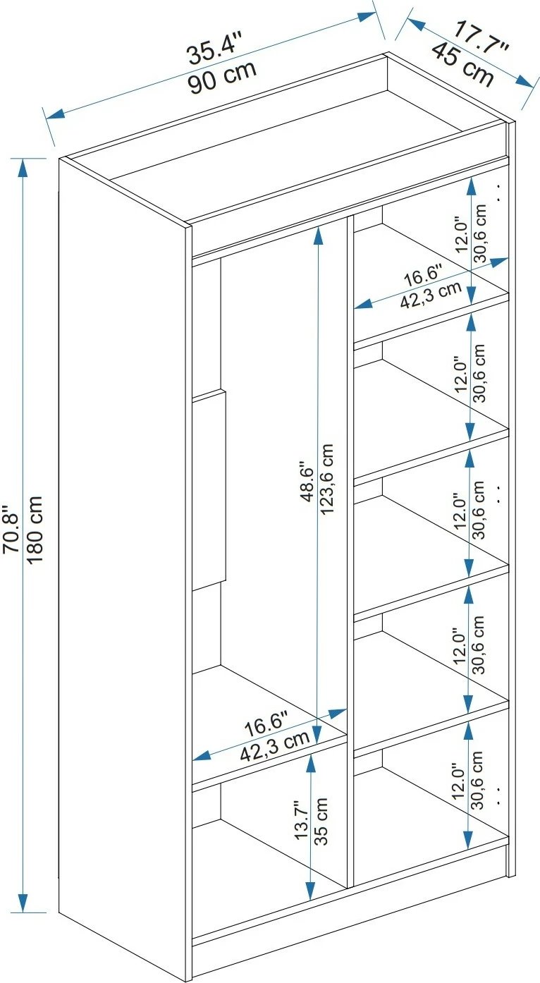 Dollap Hanah Home, Akser, ngjyrë pishë Atlantike dhe antracit