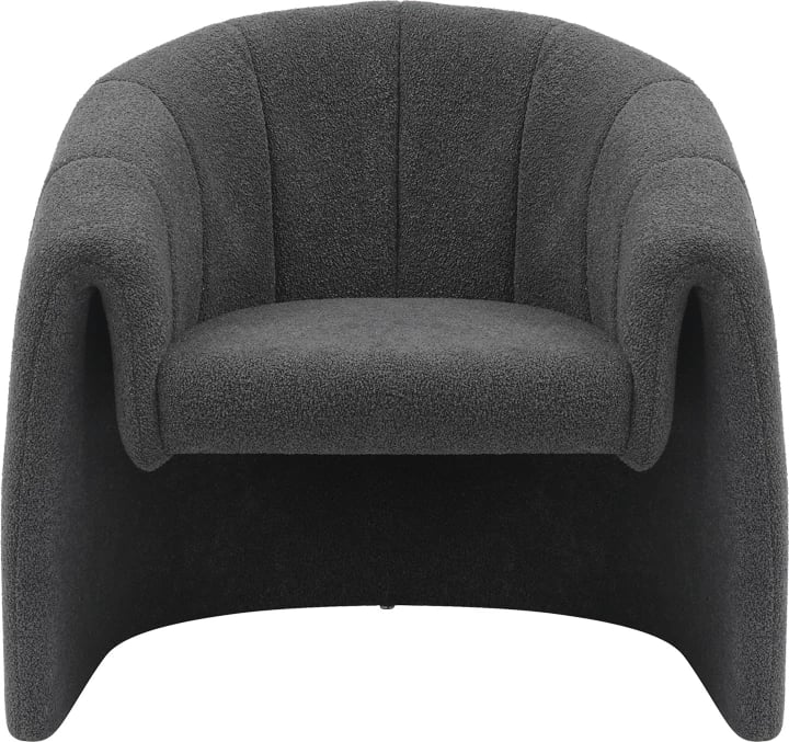 Fotel Fassy, pëlhurë bouclé, ngjyrë qymyr, 80x66x80cm