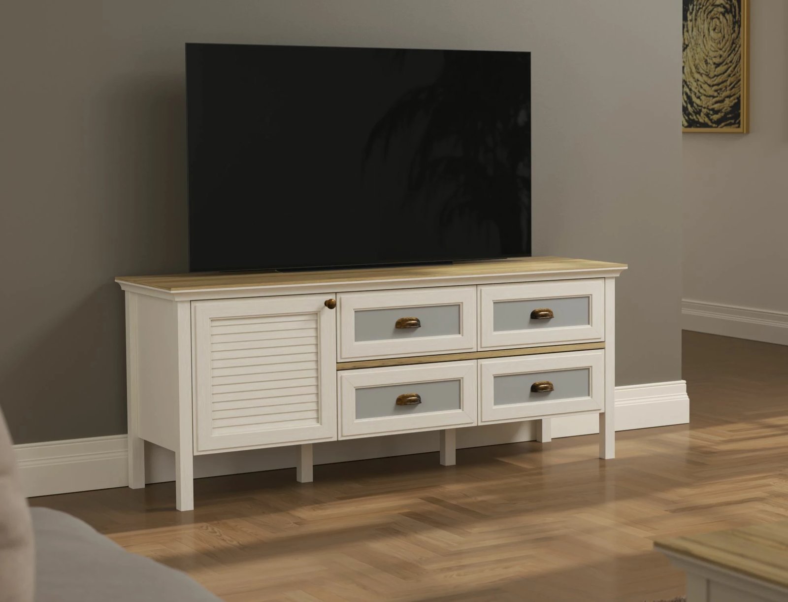 Komodë TV Skye Decor, FRN-21012, krem, lis, gri