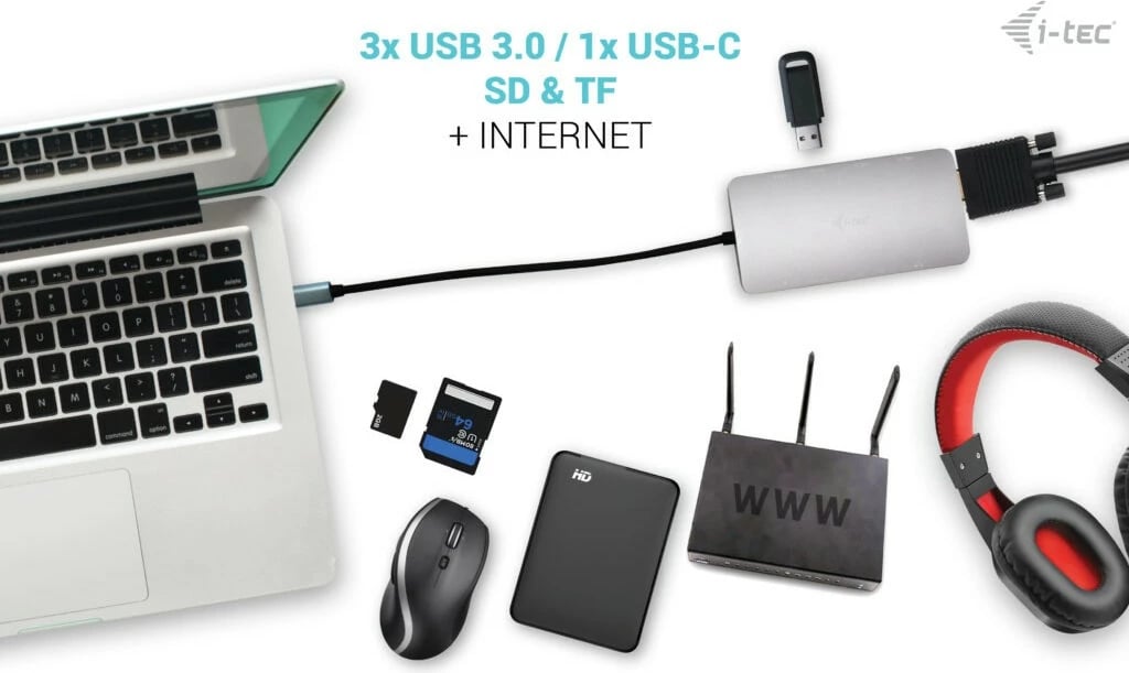 Doking stacion I-Tec Metal USB-C Travel Nano Dock, HDMI/VGA, LAN, Power Delivery 100W, argjend