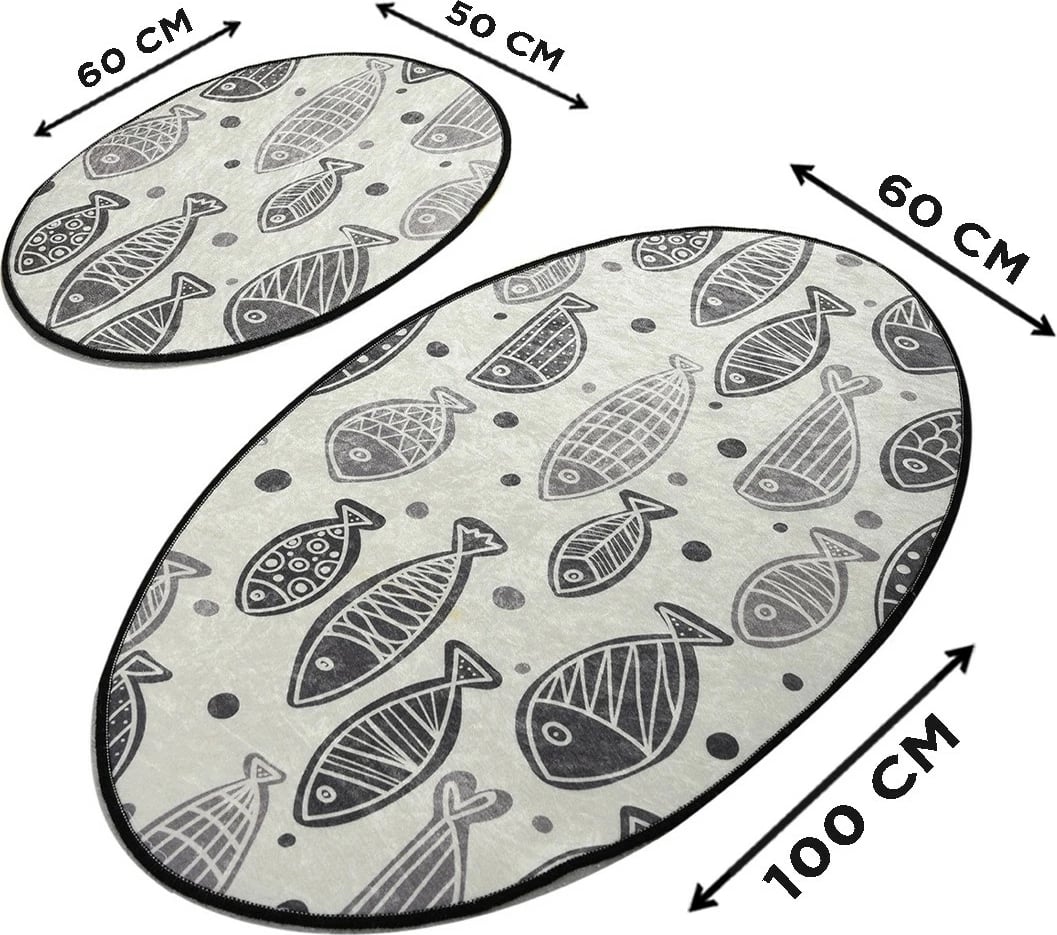 Set tapetash për banjo (2 copë), Mijölnir, peshq, e bardhë