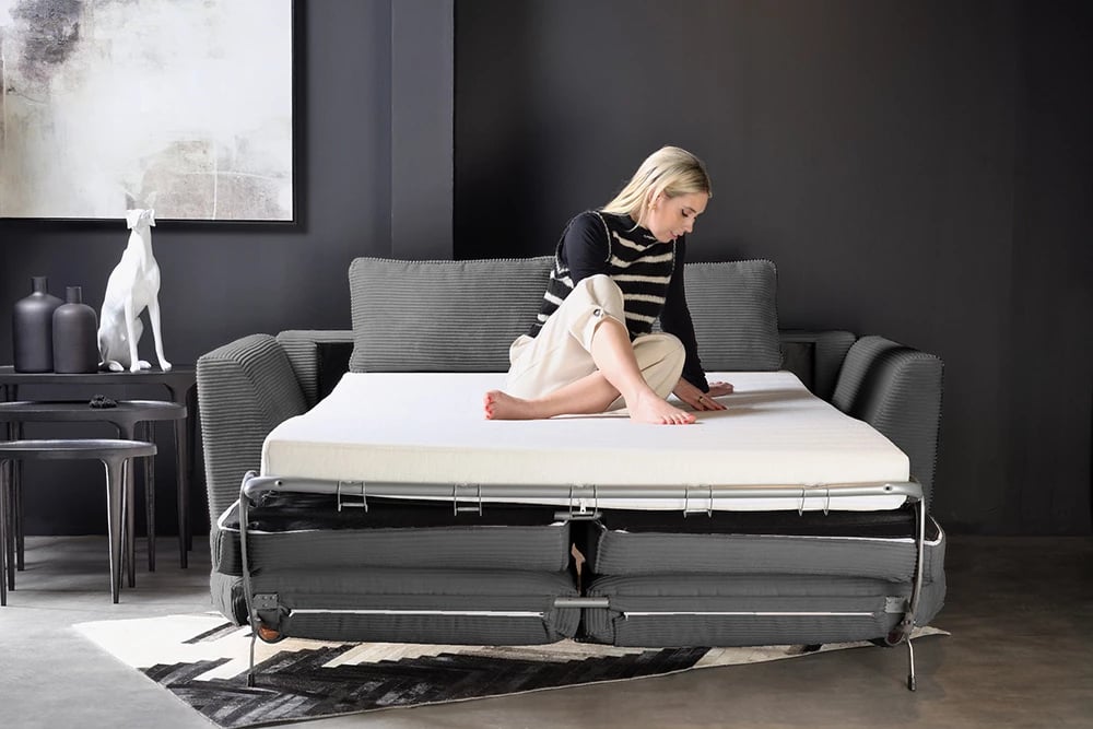 Divan-krevat COCOON, 3 vende, ngjyrë gri Lincoln 90, 208x94x92