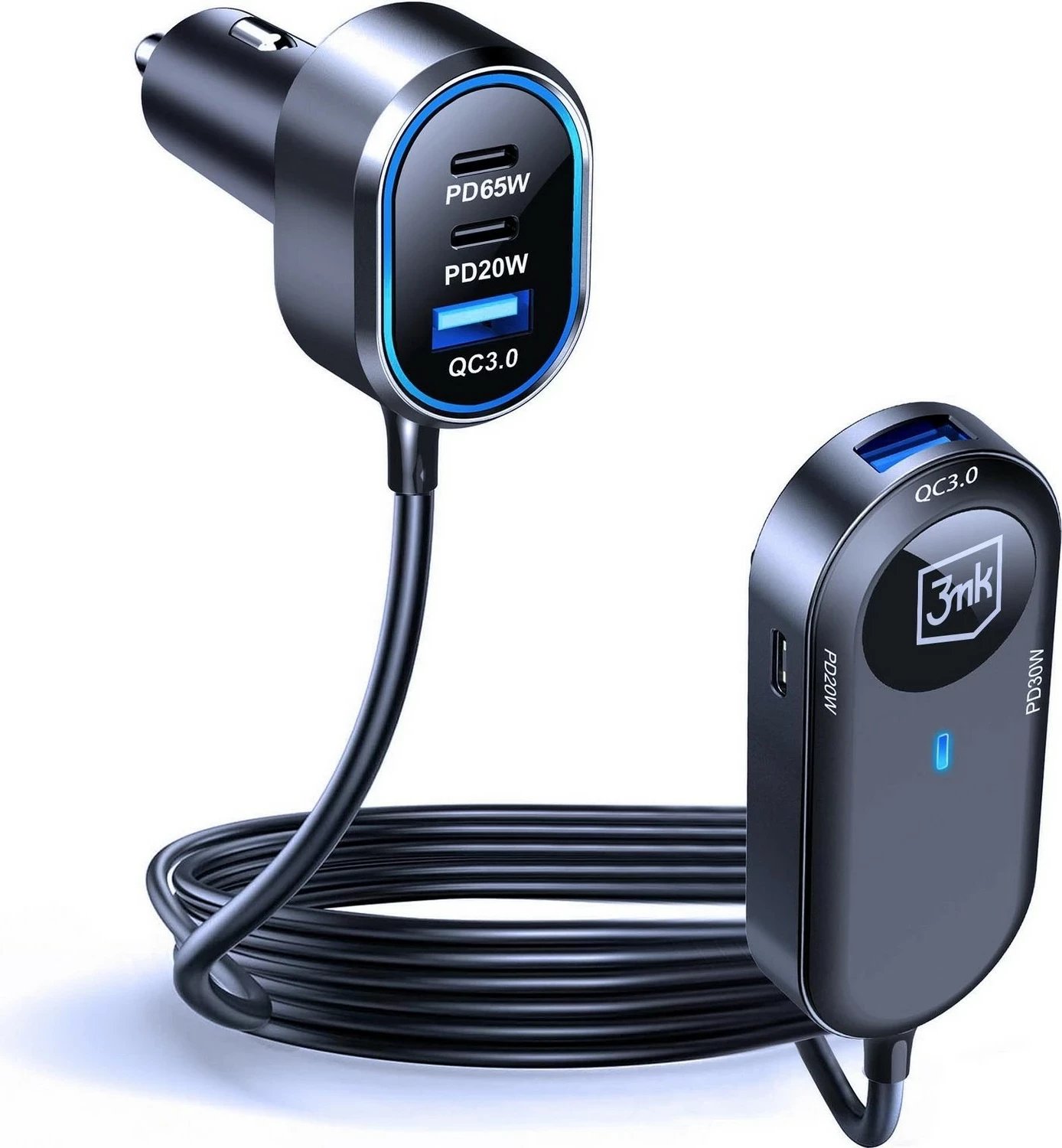 Karikues veture 3MK Double Car Charger 135W, 4x USB-C, 2x USB-A, i zi