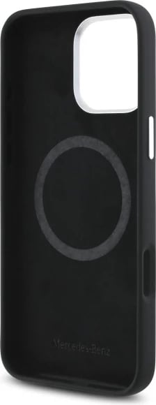 Mbështjellës Mercedes për iPhone 16 Pro Max, silikon, MagSafe, i zi